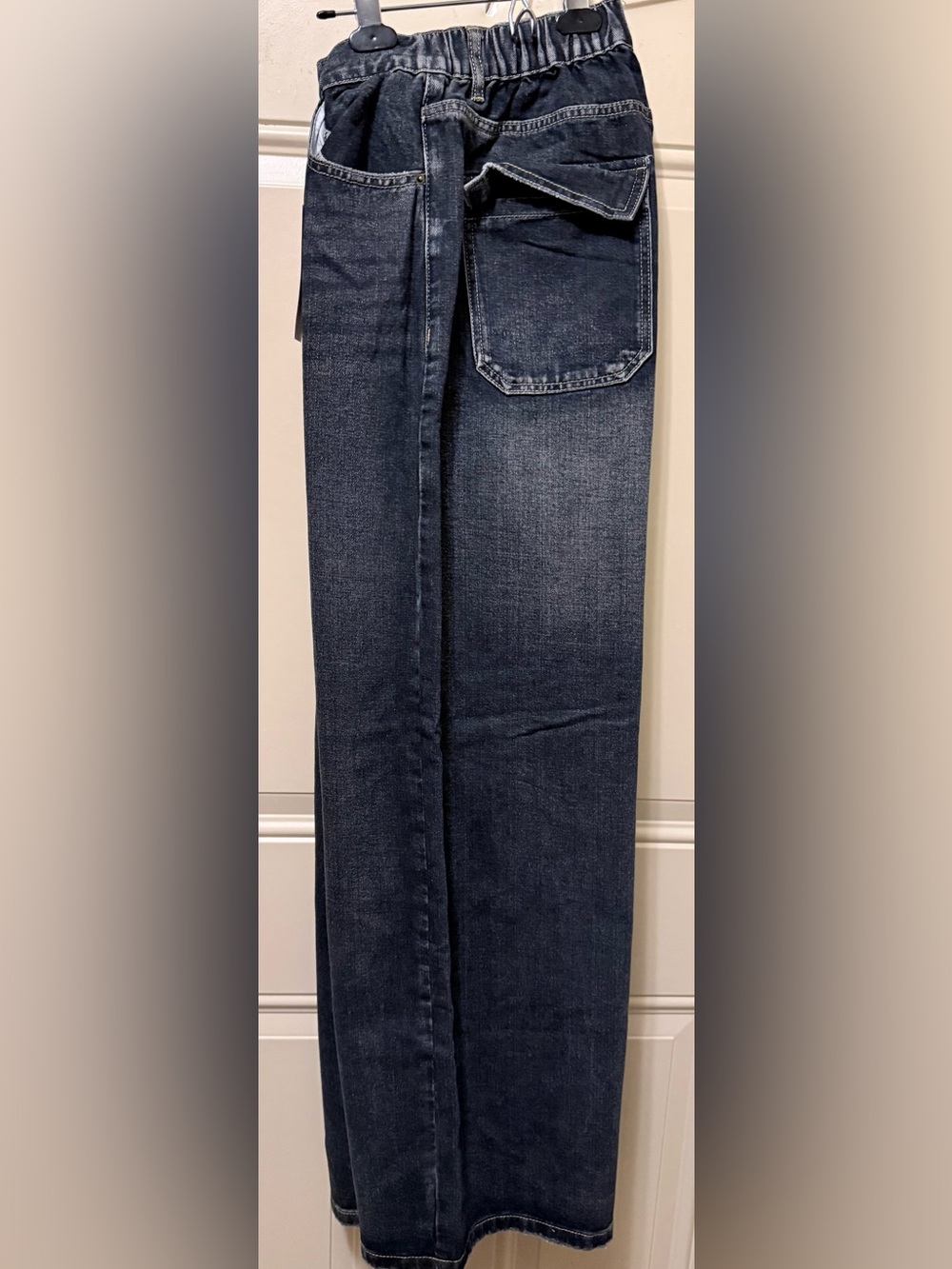 EM Hello by Emmiol Dark Blue Wide-Leg Jeans with Elastic Back Waist Size Large